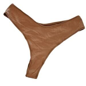 Skims Camel Cotton Jersey Dipped Thong Panty Plus 4x